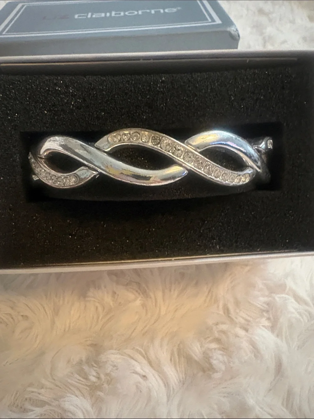 Liz Claiborne Silver Crystal Twist Bracelet